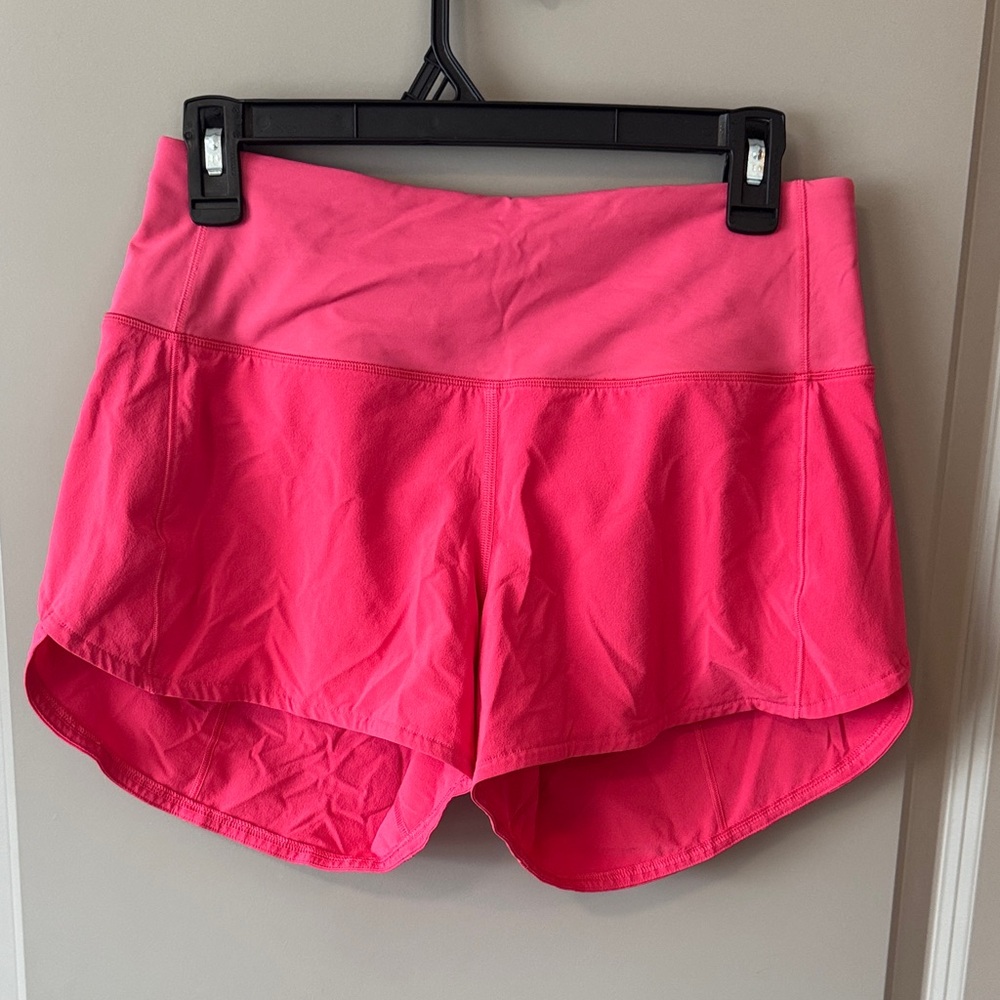 Women's Pink Lululemon High Rise Speed Up Shorts
